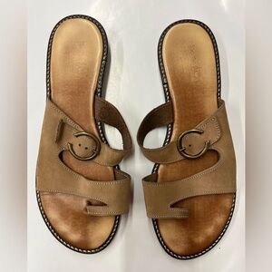 Coach four Tucano leather Tan Slide Sandals with Buckle